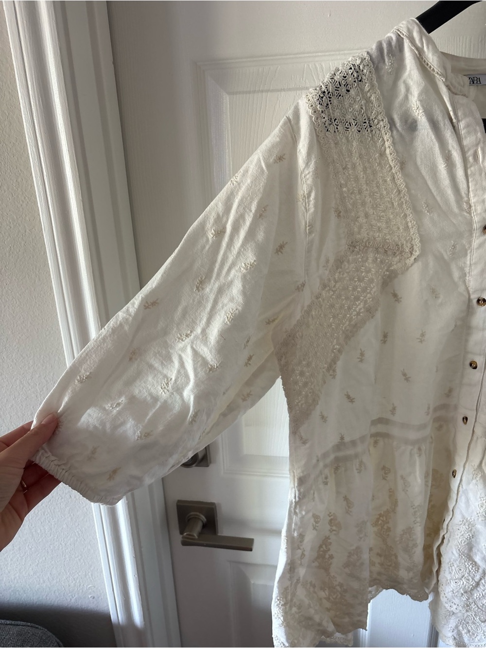 Zara Embroidered Mini Shirt Dress Size L - Picture 5 of 7